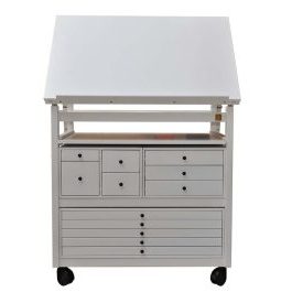 Furniture workshop auboi white black lenses 12 drawers slanted top