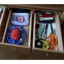 Sewing material storage drawers sewing scissors