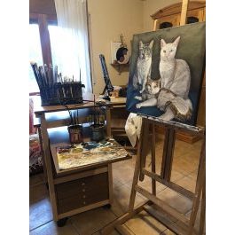 Easel with drawers oil painting Tuixent spain