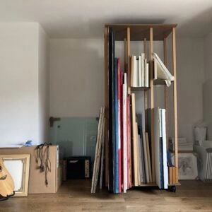 200 cm Art storage system with 4 shelves