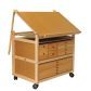 Art studio furniture with solid fronts and closed side drawer