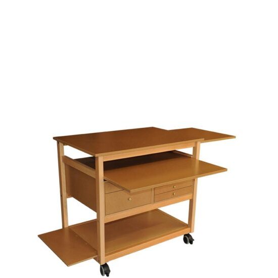 Solid wood and MDF desk open shelves
