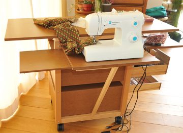 Small furniture workshop sewing table cutting