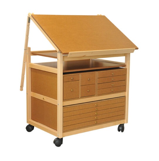 Art studio furniture with closed MDF front side drawer