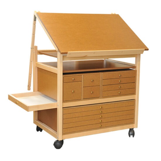 Art studio furniture with open side drawer